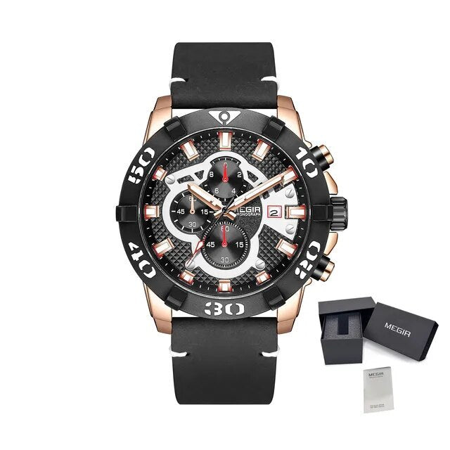 MEGIR Men Watches Fashion Luxury Big Dial Sports Watches Waterproof Quartz Wristwatch Chronograph Man Casual Luminous Clock 2136