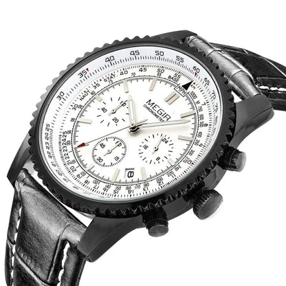 MEGIR Fashion Leather Strap Quartz Watches Waterproof Luminous Men Casual Sport Wristwatch Date Clock Chronograph Reloj Hombre 2009