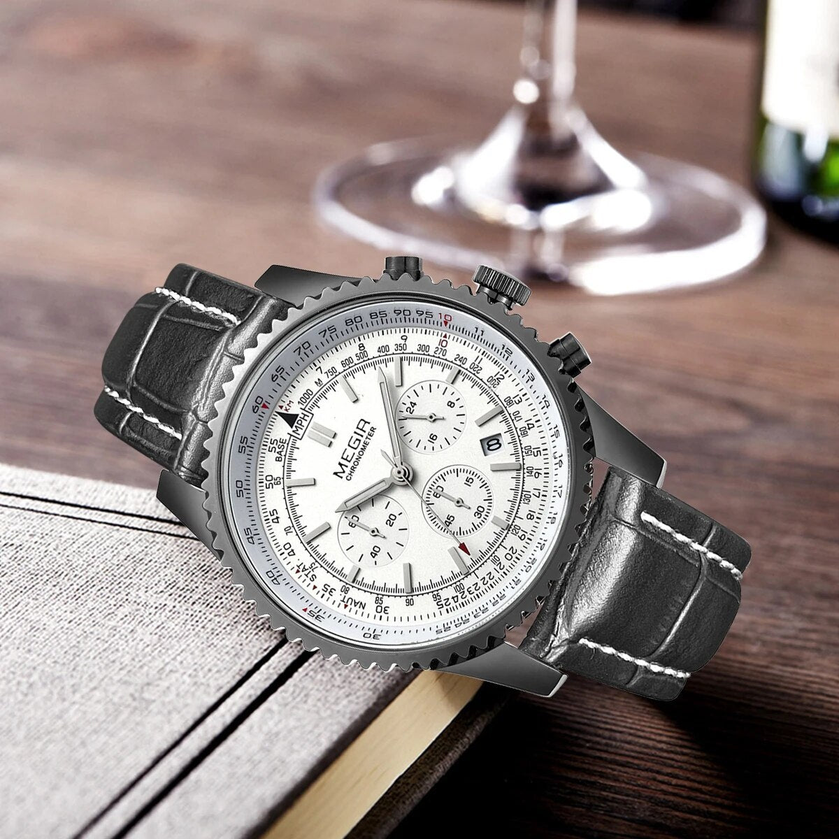 MEGIR Fashion Leather Strap Quartz Watches Waterproof Luminous Men Casual Sport Wristwatch Date Clock Chronograph Reloj Hombre 2009