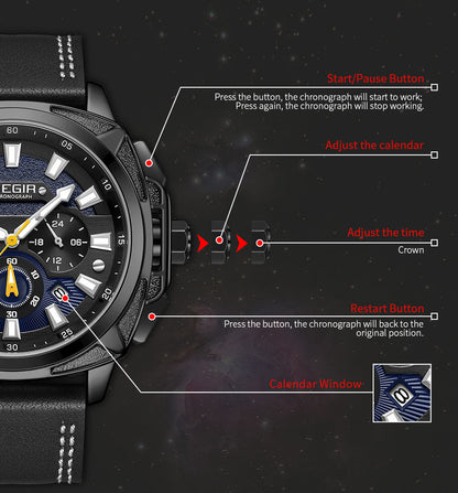 MEGIR Relogio Masculino Watches Men Fashion Leather Band Sports Military Watches Luxury Quartz Business Wristwatch Reloj Hombre 2128