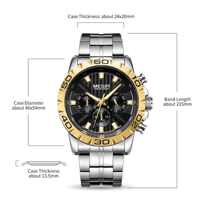 MEGIR Watches Business Mens Watches Top Brand Luxury Quartz Casual Wristwatch Date Clock Waterproof Wrist Watch Chronograph 2087