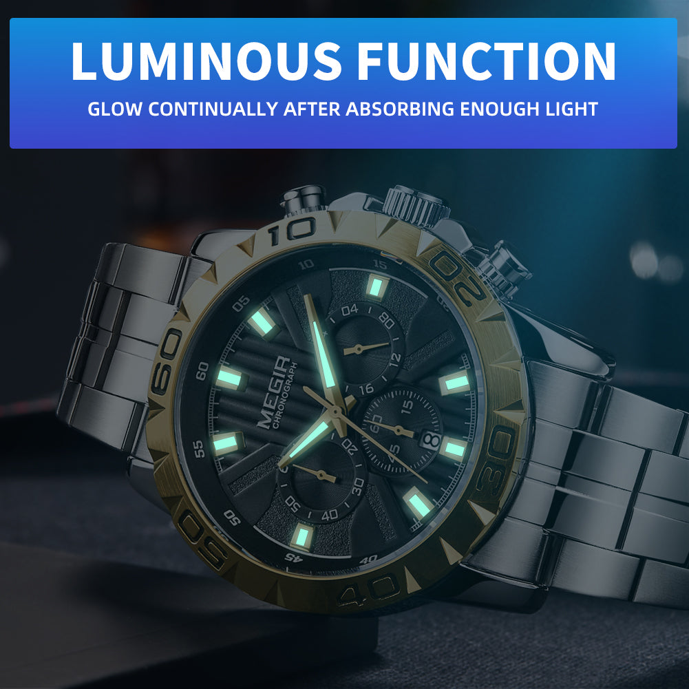 MEGIR Watches Business Mens Watches Top Brand Luxury Quartz Casual Wristwatch Date Clock Waterproof Wrist Watch Chronograph 2087