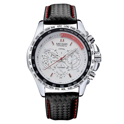 MEGIR Fashion Watches for Men Multifunction Sports Wristwatch Waterproof Quartz Watch Clock Leather Strap Relogio Masculino 1010