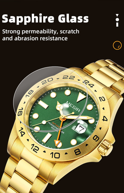 MEGIR Original Luxury Men Analogue Quartz Watch Luminous 5ATM Waterproof Business WristWatch Stainless Steel Clock Montre Homme 8404