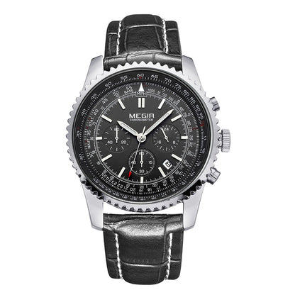 MEGIR Fashion Leather Strap Quartz Watches Waterproof Luminous Men Casual Sport Wristwatch Date Clock Chronograph Reloj Hombre 2009