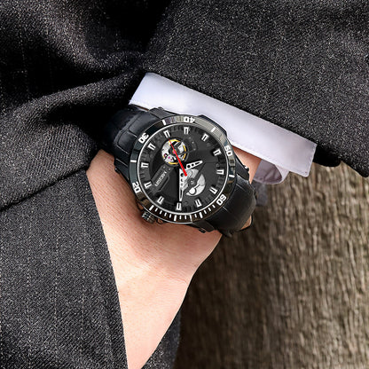 MEGIR Fashion Leather Watches for Men Sapphire Stainless Steel Automatic Mechanical Watch Sports Clock Montre Homme 62069