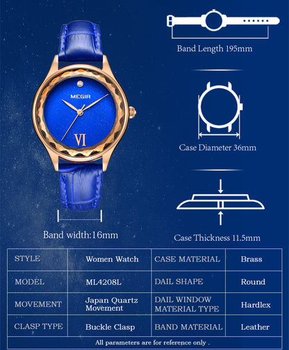 MEGIR Fashion Watch for Women Luxury Leather Casual Simple Quartz Wristwatch Waterproof Ladies Dress Clock Relogio Feminino 4208
