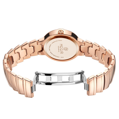 MEGIR Luxury Stainless Steel Strap Watches for Women Fashion Casual Quartz WristWatch Ladies Big Dial Dress Clock Reloj Hombre 7010
