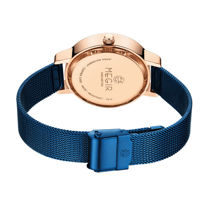 MEGIR Luxury Watches for Women Stainless Steel Dress Clock Fashion Elegant Wristwatch Quartz Watch Ladies Clock Reloj Mujer 7012
