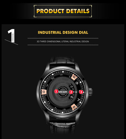 MEGIR Mens Watches Top Brand Luxury Leather Sport Military Watches Male Clock Waterproof Fashion Casual Quartz Wristwatch 1067