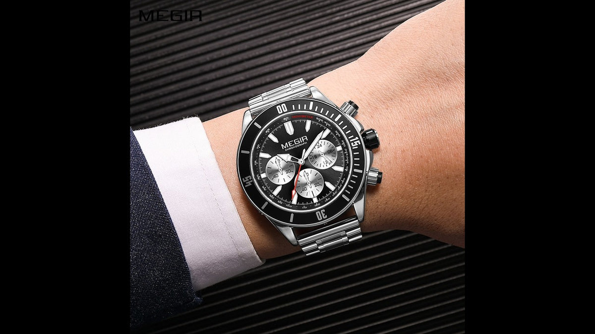 MEGIR Men Watch with Chronograph Fashion Quartz Military Waterproof Calendar Business Casual Wristwatches Clock Montre Homme 2226