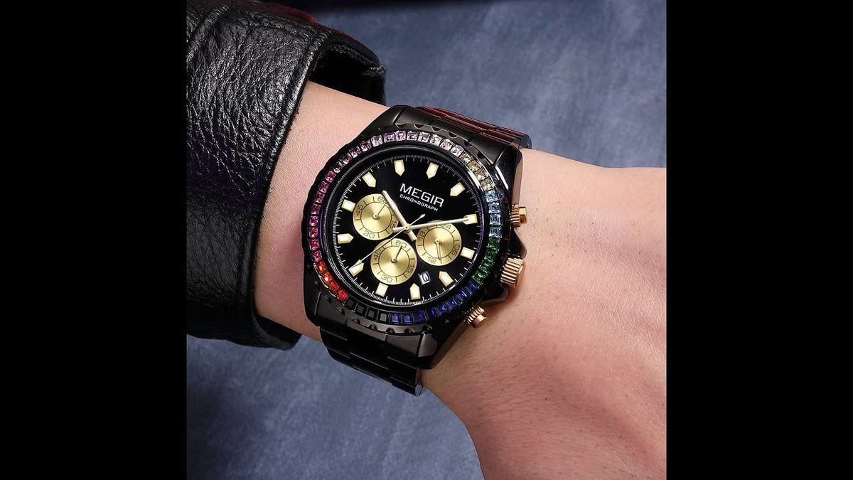 MEGIR Men Watches Luxury Military Quartz Wristwatch Waterproof Stainless Steel Strap Business Watch Chronograph Date Clock Relogio Masculino 2227
