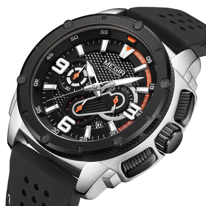 MEGIR Mens Watches Top Brand Luxury Silicone Sports Military Watch Waterproof Quartz Clock Men Chronograph Man Wristwatch 2147