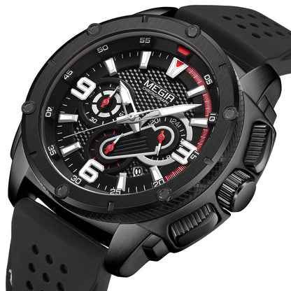 MEGIR Mens Watches Top Brand Luxury Silicone Sports Military Watch Waterproof Quartz Clock Men Chronograph Man Wristwatch 2147