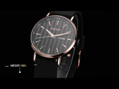 MEGIR Luxury Big Dial Mens Watch Fashion Quartz Casual Sport Wristwatch for Men Waterproof Week Date Display Clock Reloj Hombre 1081