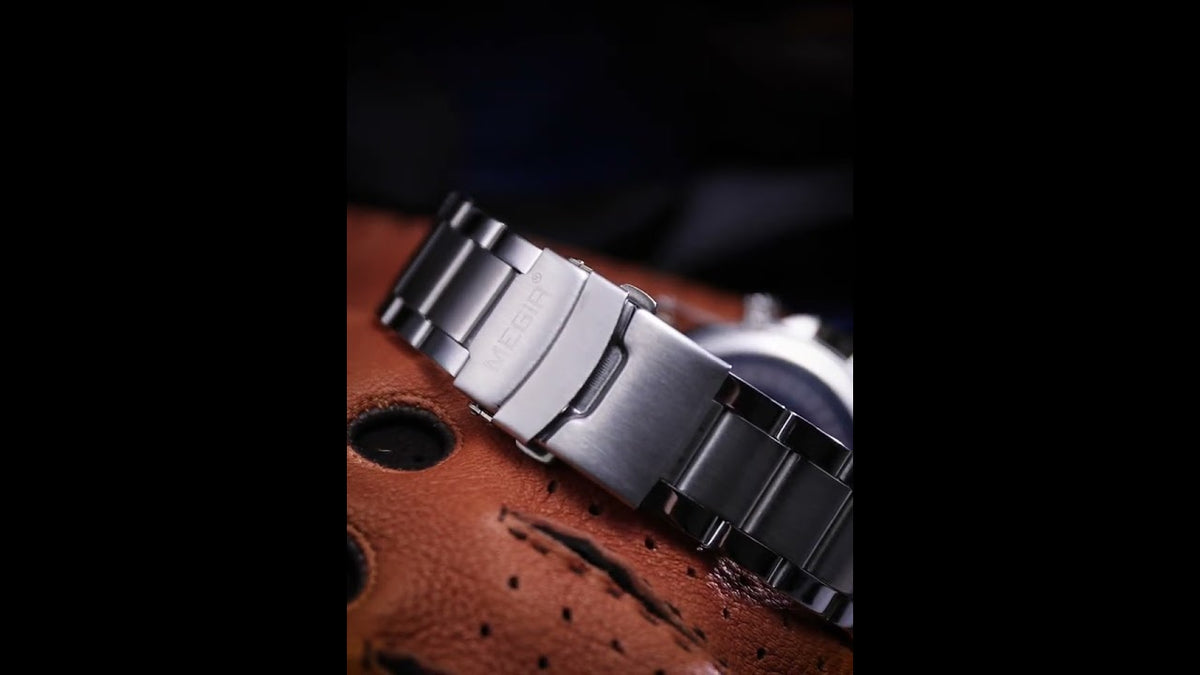MEGIR Luxury Business Men Watch Fashion Quartz Sport Chronograph Luminous Waterproof Calendar Stainless Steel Male Wristwatch 2156