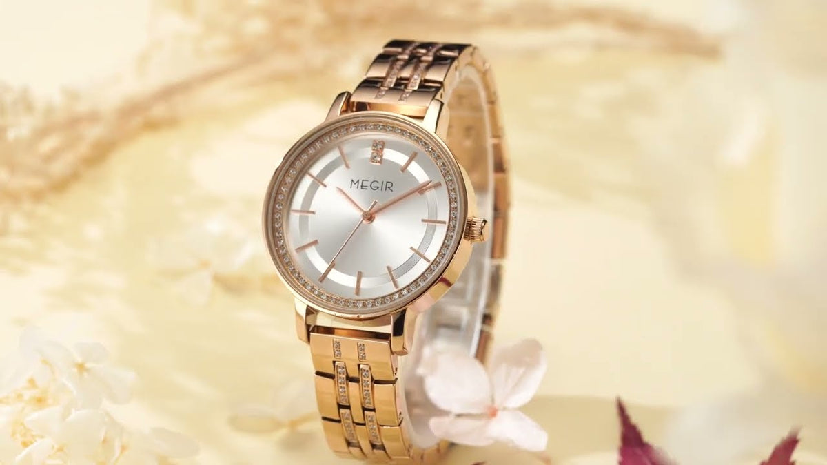MEGIR Luxury Watches for Women Stainless Steel Dress Clock Fashion Elegant Wristwatch Quartz Watch Ladies Clock Reloj Mujer 7012
