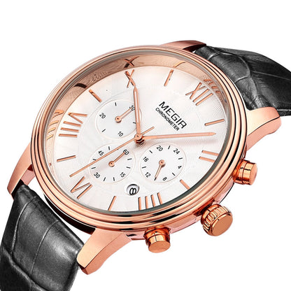 MEGIR Brown Retro Sports Quartz Men&