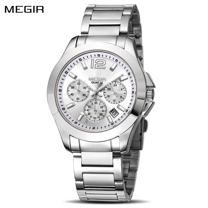 MEGIR Fashion Mens Watches for Men Top Brand Luxury Luminous Clock Steel Quartz Business Wristwatch Calendar Reloj Hombre 5006G