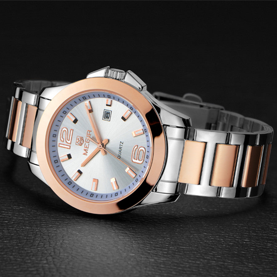 MEGIR Fashion Mens Watches for Men Top Brand Luxury Luminous Clock Steel Quartz Business Wristwatch Calendar Reloj Hombre 5006G