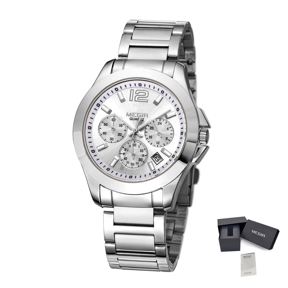 MEGIR Fashion Mens Watches for Men Top Brand Luxury Luminous Clock Steel Quartz Business Wristwatch Calendar Reloj Hombre 5006G