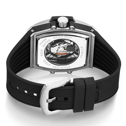 RUIMAS Quartz Sport Watches for Man Hollow Out Fashion Men Wristwatch 3ATM Waterproof Silicone Strap Clock Relogio Masculino 334