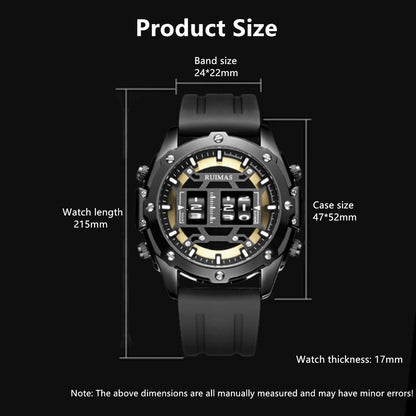 RUIMAS Mens Watches Roller Pointer Sports Quartz WristWatch Fashion  Luxury Silicone Strap Waterproof Relogio Masculino 553