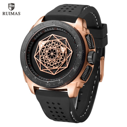 RUIMAS Men Silicone Band Quartz Casual Wrist Watches Large Dial Sport Military Watch Clock Luminous Waterproof Relogio Masculino 554