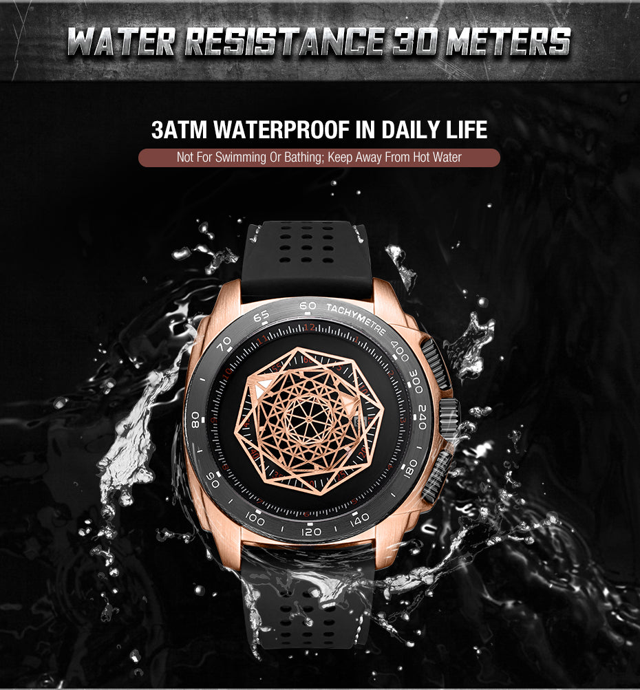 RUIMAS Men Silicone Band Quartz Casual Wrist Watches Large Dial Sport Military Watch Clock Luminous Waterproof Relogio Masculino 554