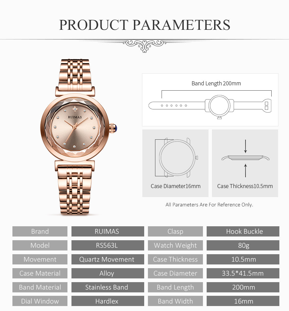 RUIMAS Women Bracelet Watches Brand Luxury Quartz Watch Fashion Casual Business Female Wristwatch Dress Clock Montre Homme 563