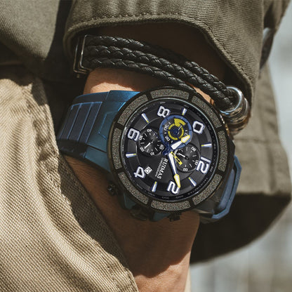 RUIMAS Chronograph Top Brand Luxury Quartz Watches for Men Waterproof Silicone Sports Clock Wristwatch Calendar Montre Homme 587