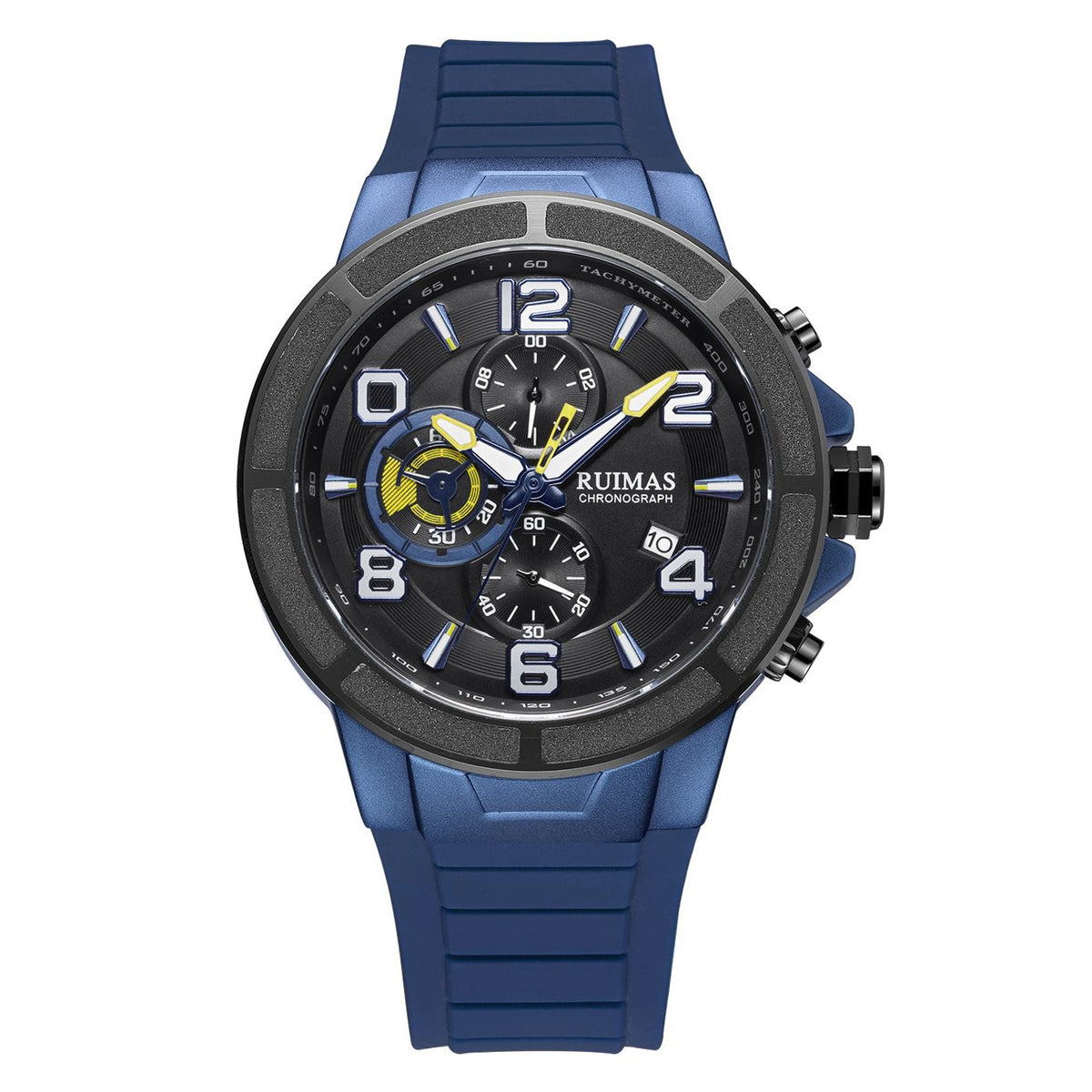 RUIMAS Chronograph Top Brand Luxury Quartz Watches for Men Waterproof Silicone Sports Clock Wristwatch Calendar Montre Homme 587