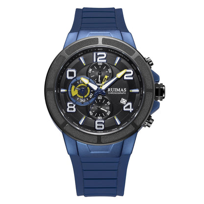 RUIMAS Chronograph Top Brand Luxury Quartz Watches for Men Waterproof Silicone Sports Clock Wristwatch Calendar Montre Homme 587