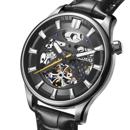 RUIMAS Men Mechanical Wristwatch Fashion Casual Leather Band Watch Luxury Sport Wrist Watch Chronograph Luminous Man Clock 6770