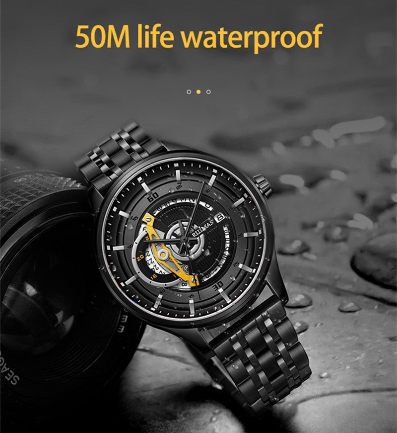 RUIMAS Luxury Business Watches for Mens Fashion Stainless Steel Automatic Mechanical Watch Waterproof Date Wristwatch Clock 6786