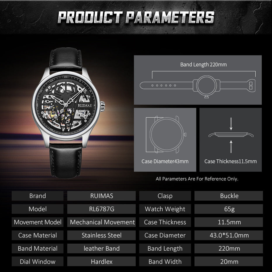 RUIMAS Mens Watches Leather Sports Watches Men&