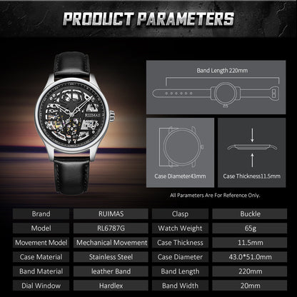 RUIMAS Mens Watches Leather Sports Watches Men&