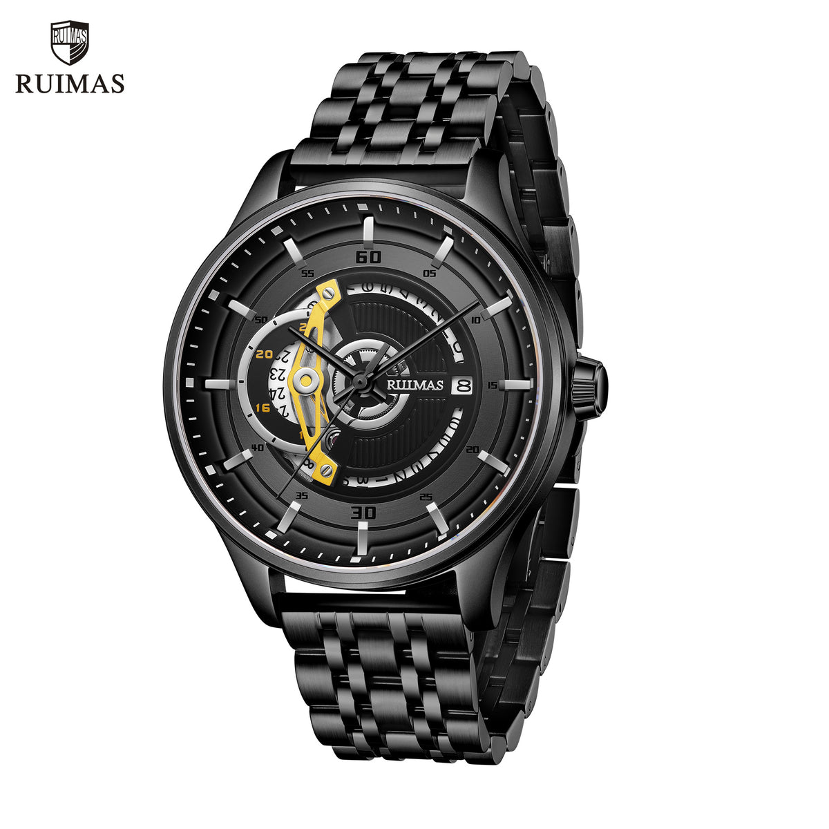RUIMAS Luxury Business Watches for Mens Fashion Stainless Steel Automatic Mechanical Watch Waterproof Date Wristwatch Clock 6786