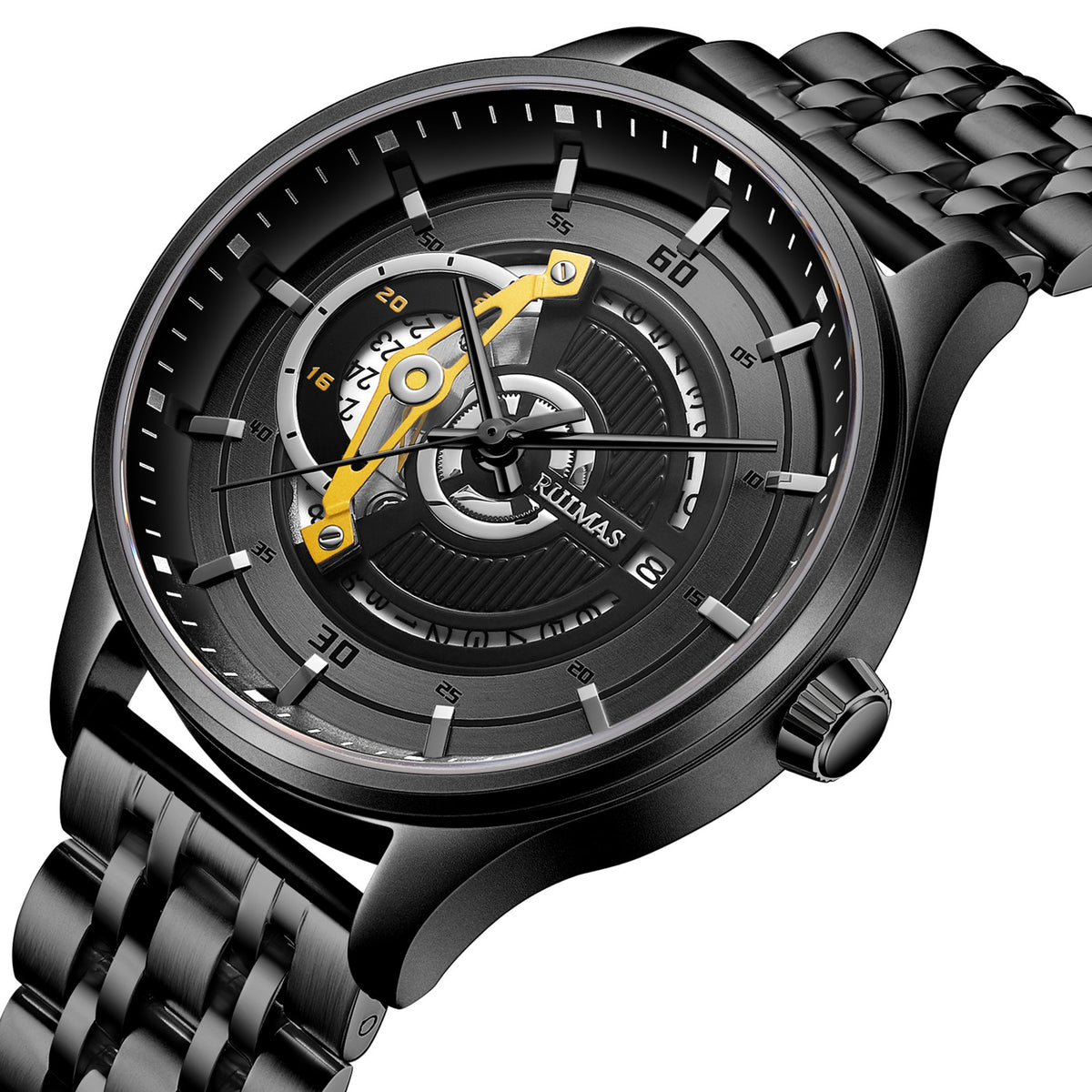 RUIMAS Luxury Business Watches for Mens Fashion Stainless Steel Automatic Mechanical Watch Waterproof Date Wristwatch Clock 6786