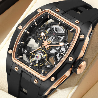 MEGIR Original Fashion Men Watches Automatic Mechanical Watch Steel Case Sport Skeleton Dial Wristwatch Waterproof Clock Reloj Hombre 2242