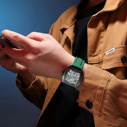MEGIR Original Luxury Sport Watch for Men Silicone Band Automatic Mechanical Movement WristWatches Luminous Clock Reloj Hombre 8601