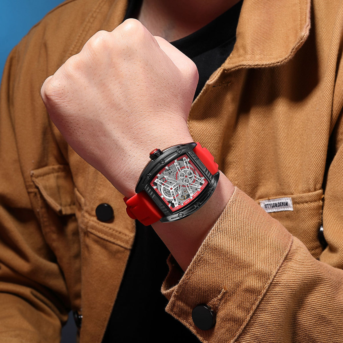 MEGIR Original Luxury Sport Watch for Men Silicone Band Automatic Mechanical Movement WristWatches Luminous Clock Reloj Hombre 8601