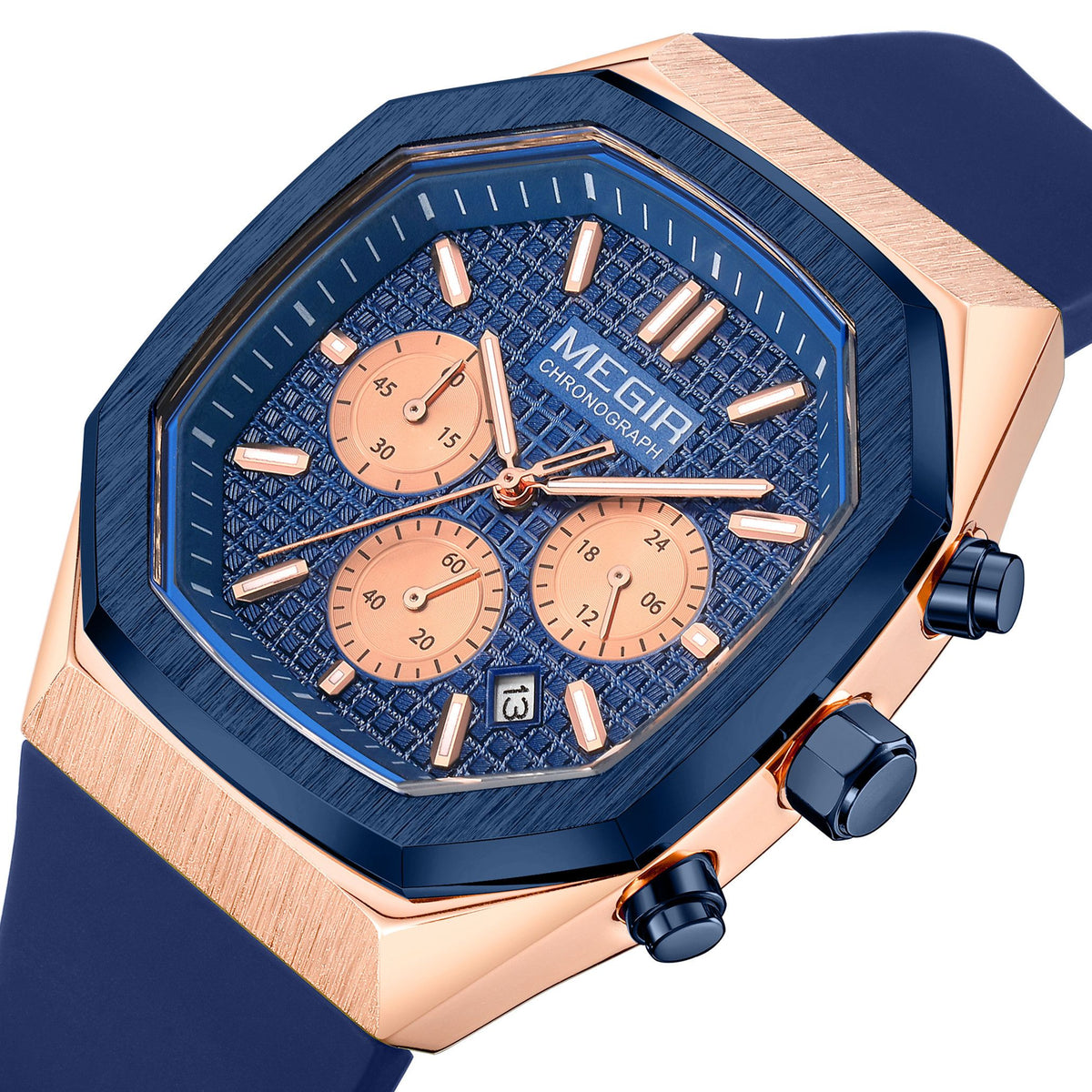 MEGIR Fashion Sport Military Watches for Men Luxury Quartz Wristwatch Silicone Strap Waterproof Date Clock 24-hour Reloj Hombre 2215