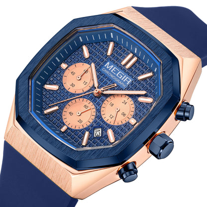 MEGIR Fashion Sport Military Watches for Men Luxury Quartz Wristwatch Silicone Strap Waterproof Date Clock 24-hour Reloj Hombre 2215