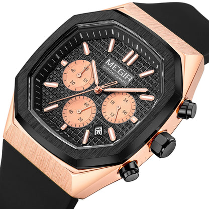 MEGIR Fashion Sport Military Watches for Men Luxury Quartz Wristwatch Silicone Strap Waterproof Date Clock 24-hour Reloj Hombre 2215
