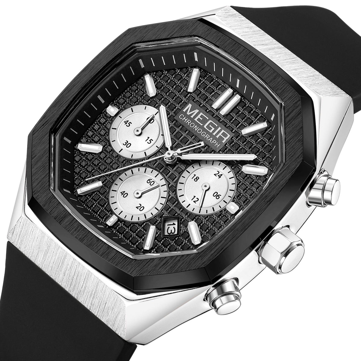MEGIR Fashion Sport Military Watches for Men Luxury Quartz Wristwatch Silicone Strap Waterproof Date Clock 24-hour Reloj Hombre 2215