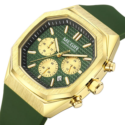 MEGIR Fashion Sport Military Watches for Men Luxury Quartz Wristwatch Silicone Strap Waterproof Date Clock 24-hour Reloj Hombre 2215