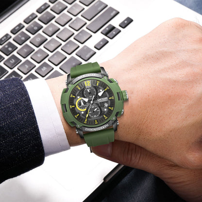 MEGIR Fashion Military Watch for Men Silicone Strap Sport Quartz Chronograph Waterproof Male Clock Wristwatch Reloj Hombre 2208