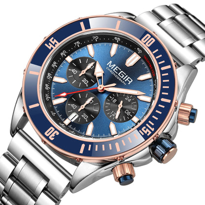 MEGIR Men Watch with Chronograph Fashion Quartz Military Waterproof Calendar Business Casual Wristwatches Clock Montre Homme 2226