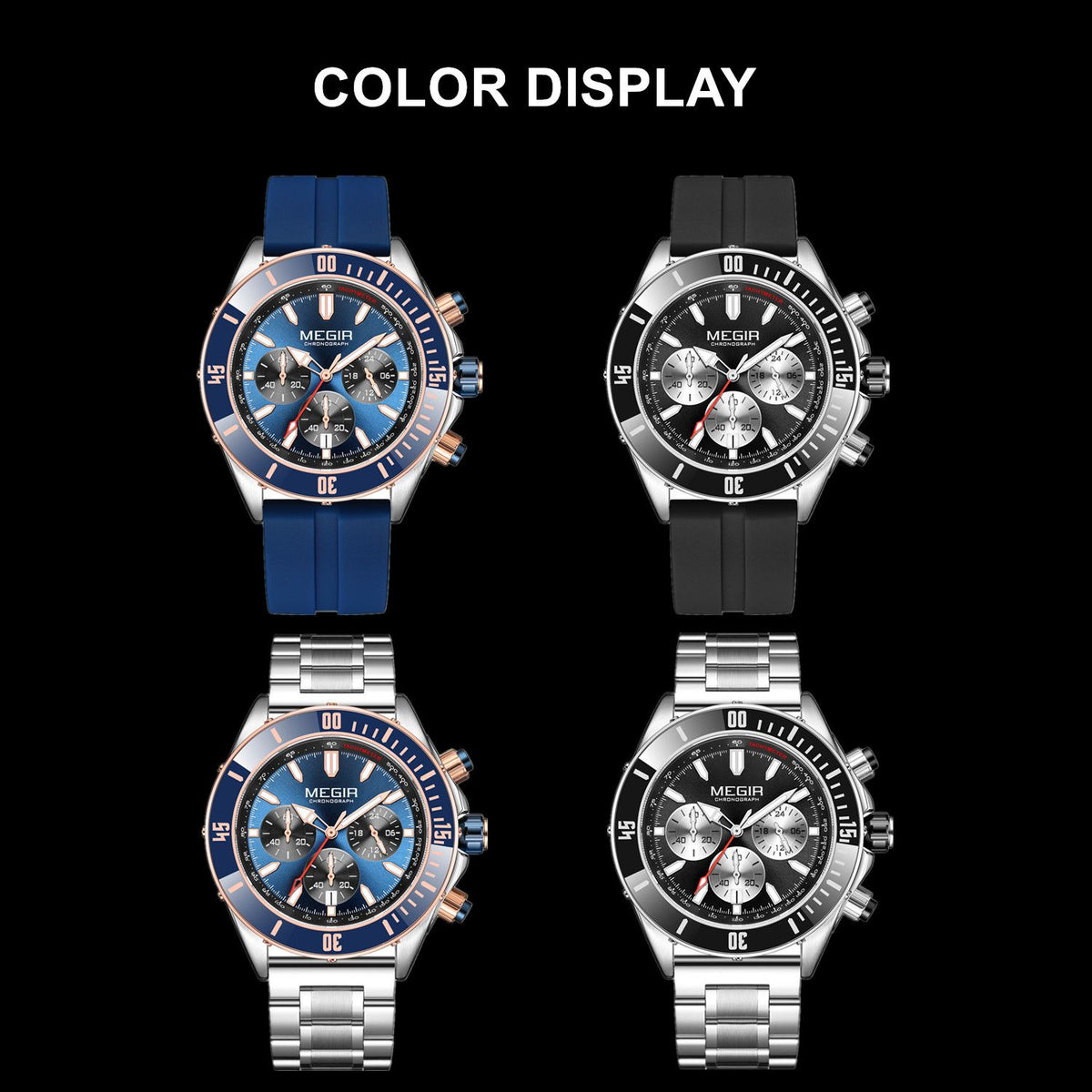 MEGIR Men Watch with Chronograph Fashion Quartz Military Waterproof Calendar Business Casual Wristwatches Clock Montre Homme 2226